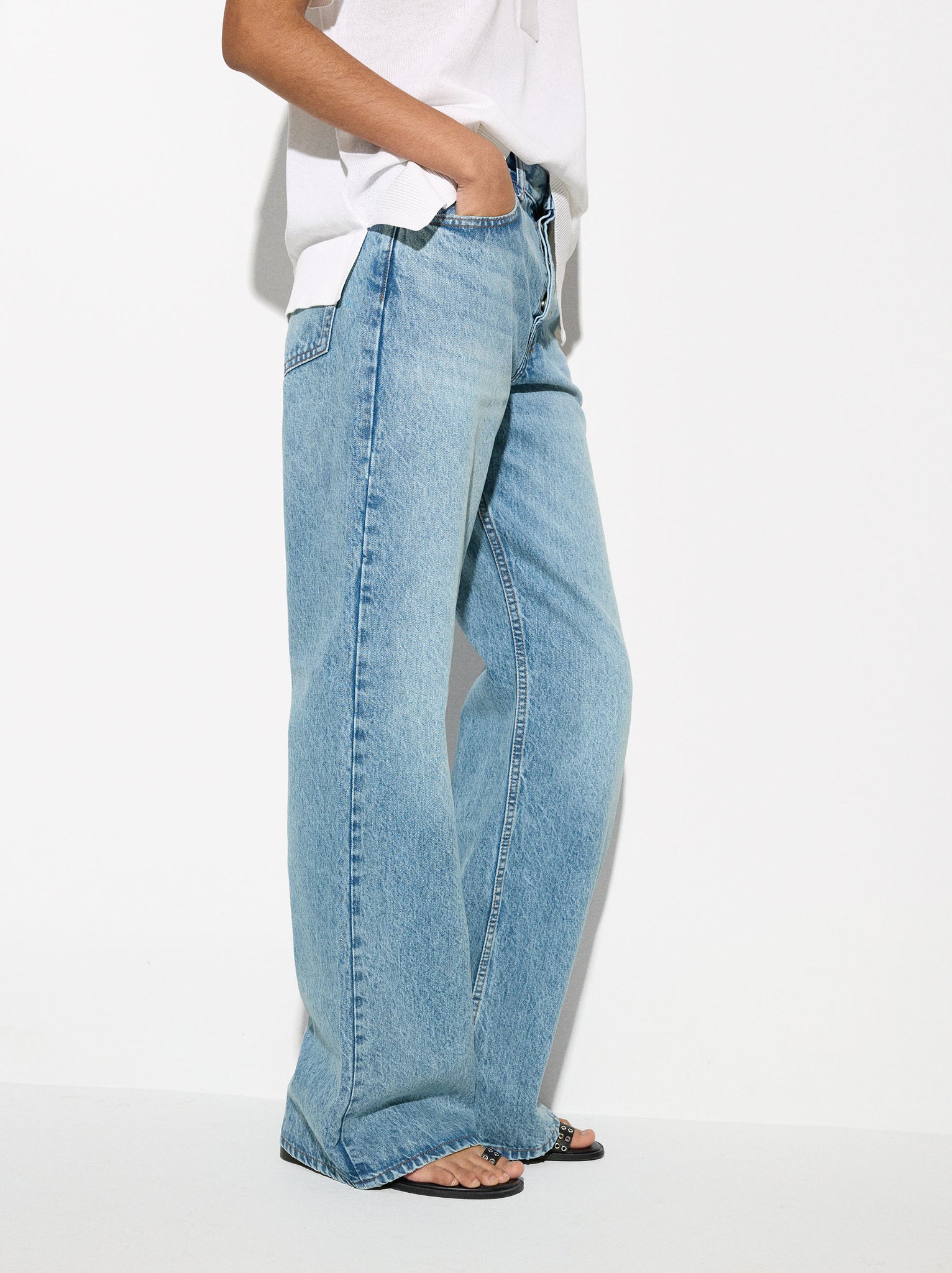 Wide Leg Denim Pants