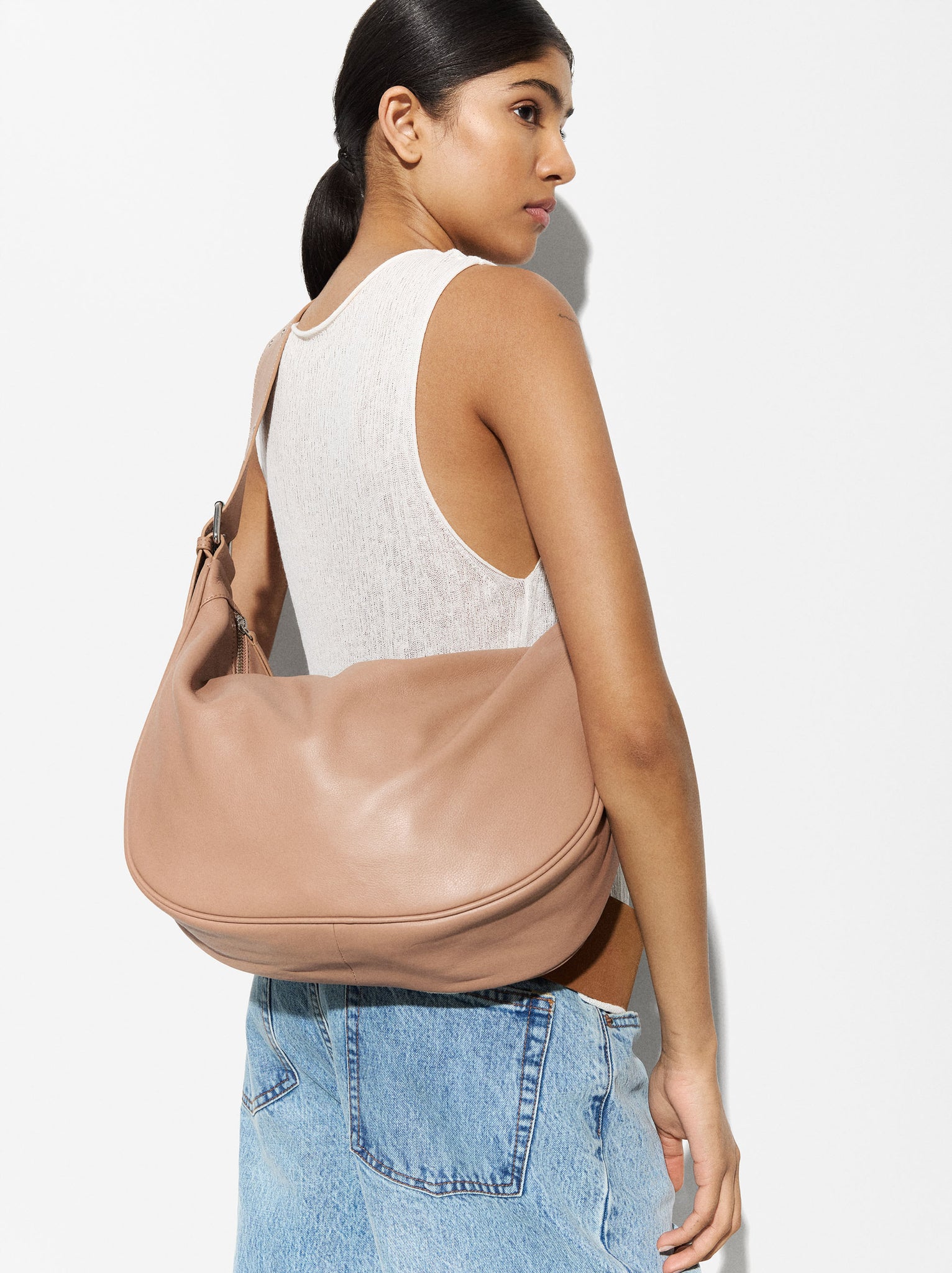 Leather Shoulder Bag L - Personalized