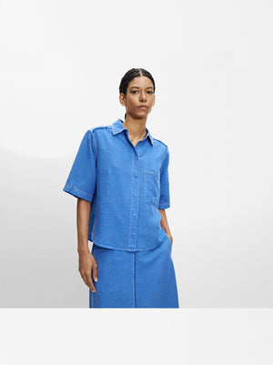 Short-Sleeved Shirt With Linen