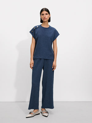 Textured Trousers With Elastic Waistband