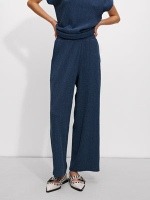 Textured Trousers With Elastic Waistband