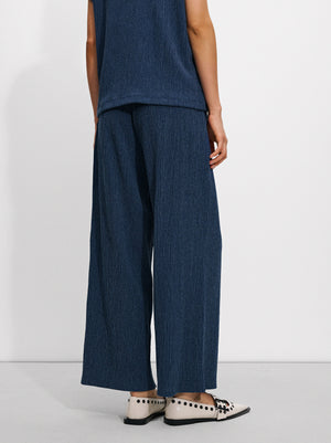 Textured Trousers With Elastic Waistband