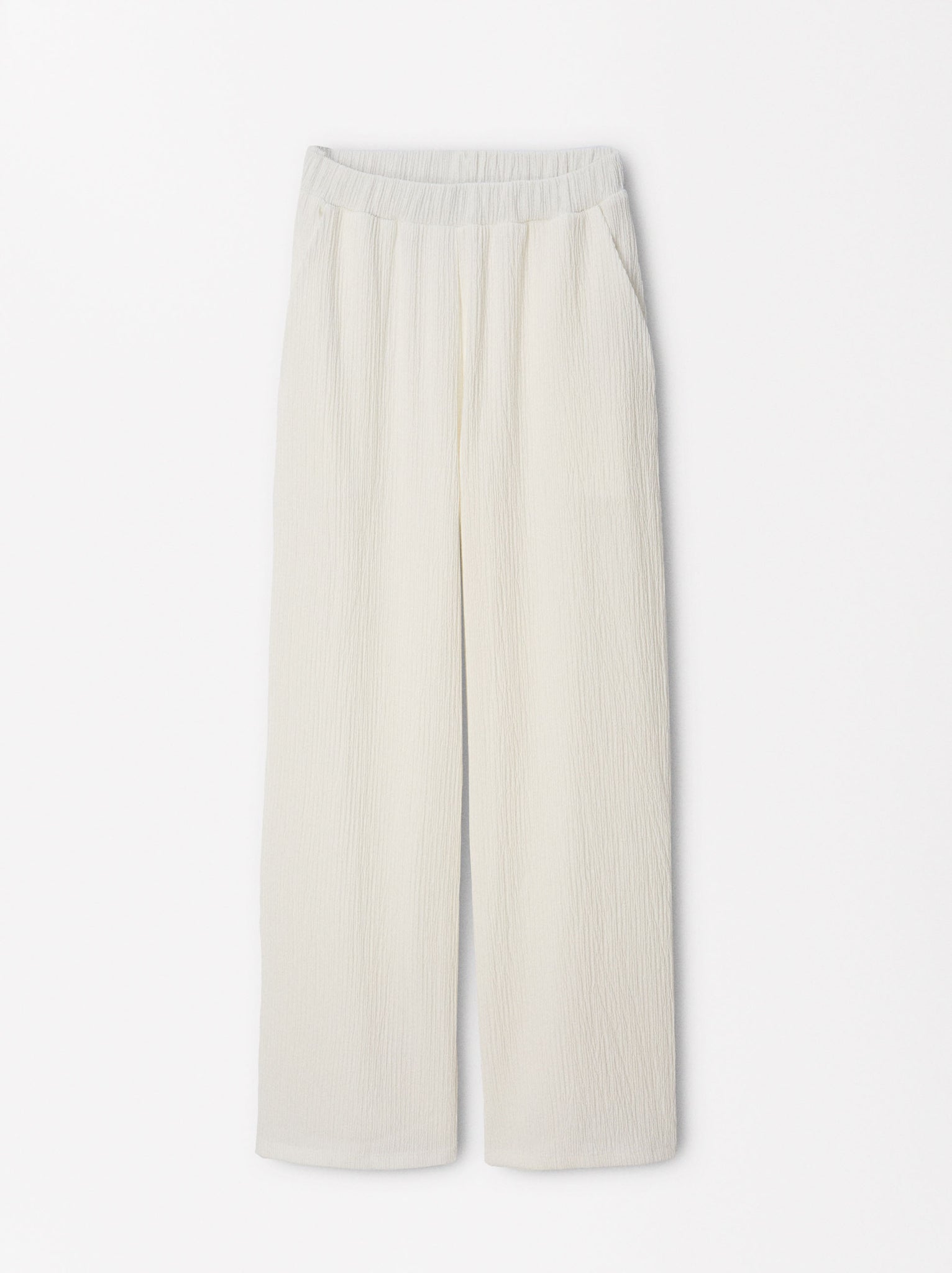 Textured Trousers With Elastic Waistband