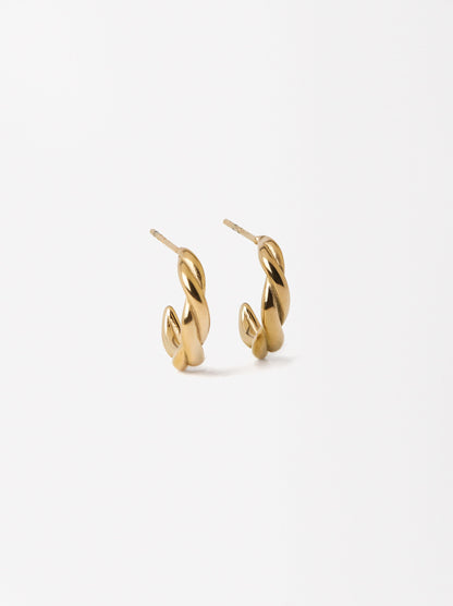 Golden Hoop Earrings - Stainless Steel