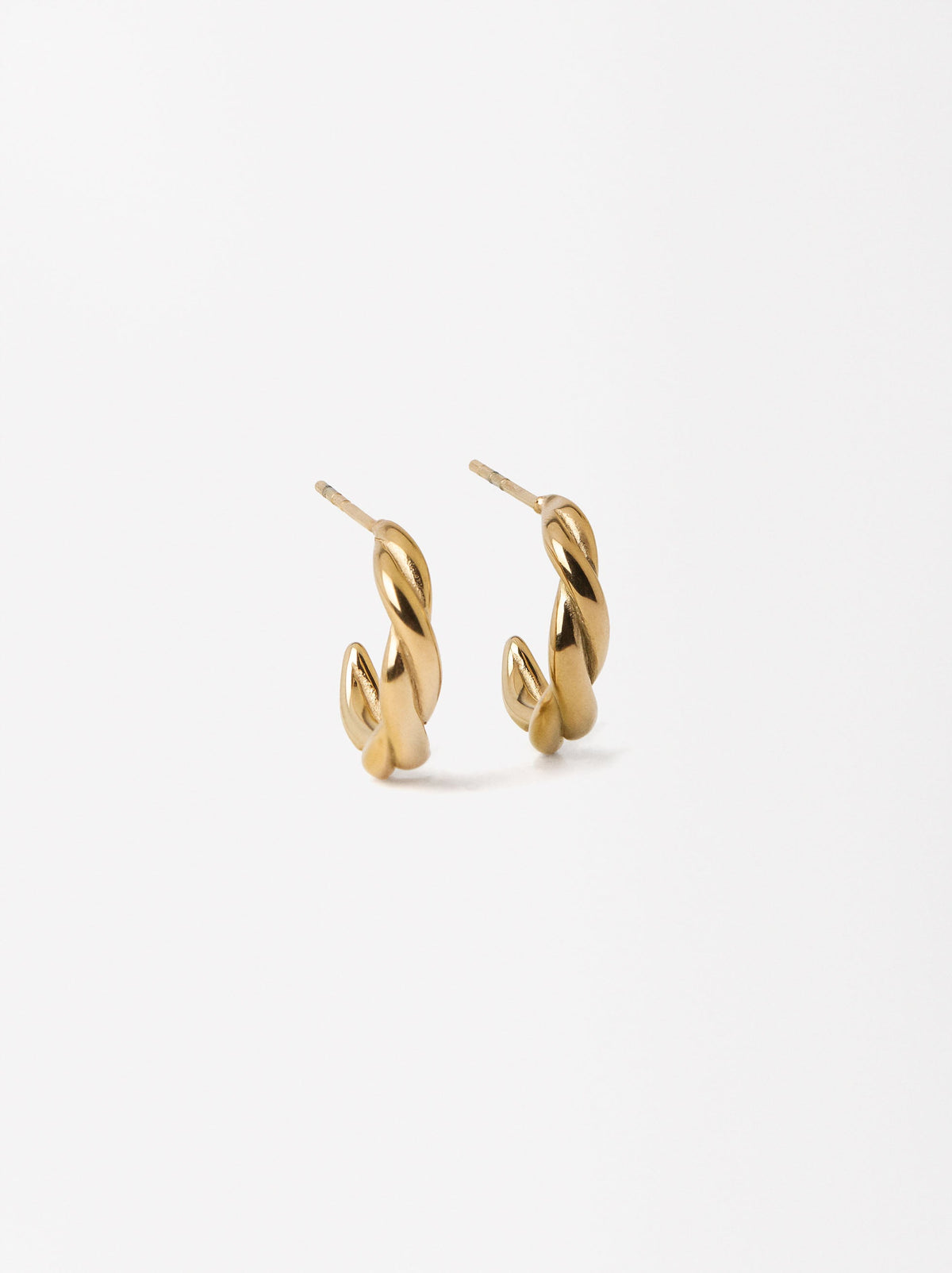 Golden Hoop Earrings - Stainless Steel