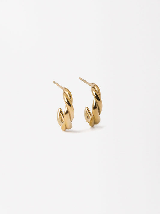 Golden Hoop Earrings - Stainless Steel