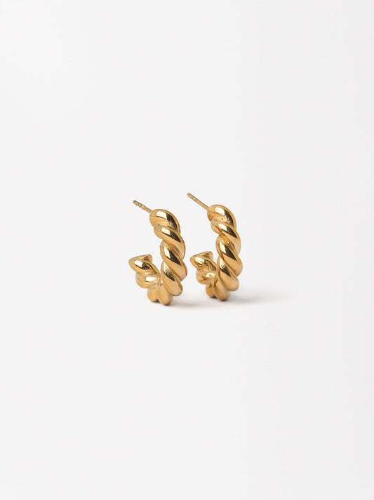 Braided Hoops Earrings- Stainless Steel