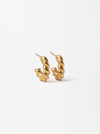 Braided Hoops Earrings- Stainless Steel