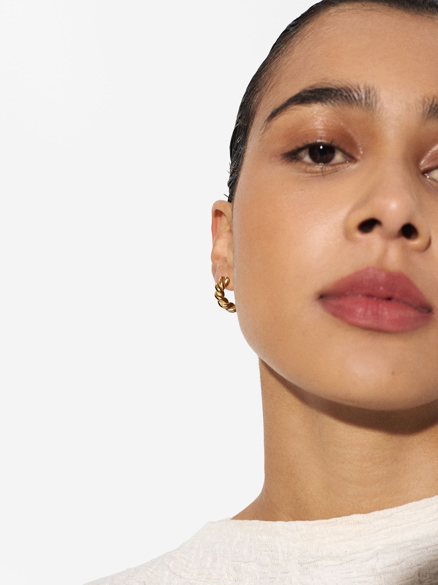 Braided Hoops Earrings- Stainless Steel