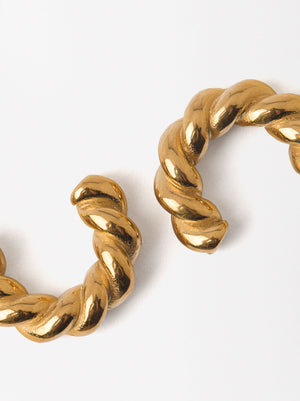 Braided Hoops Earrings- Stainless Steel