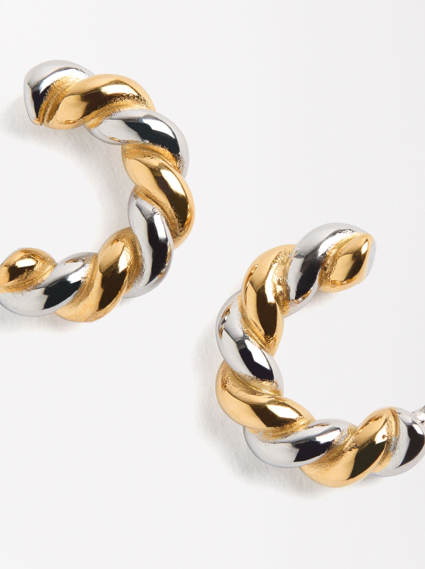 Braided Two-Tone Hoops - Stainless Steel