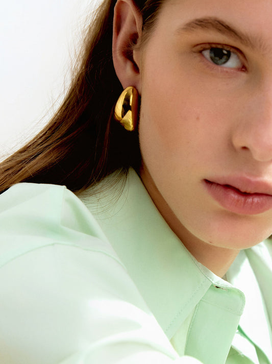 Embossed Hoop Earrings - Stainless Steel