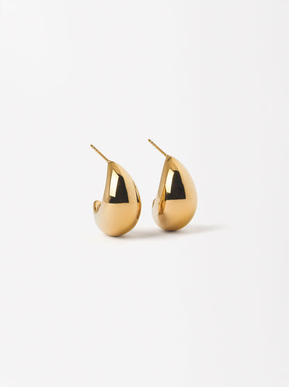 Embossed Hoop Earrings - Stainless Steel