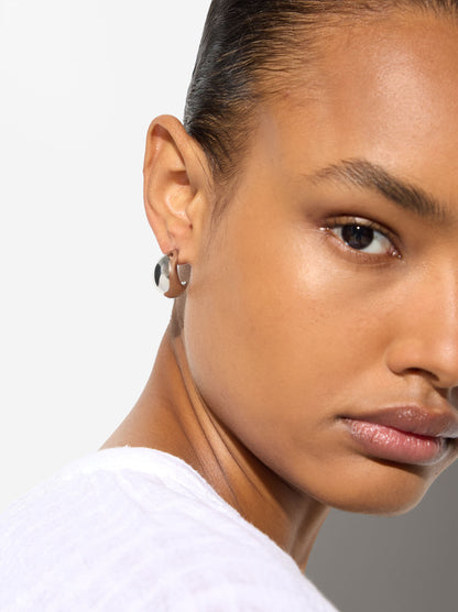 Embossed Hoop Earrings - Stainless Steel