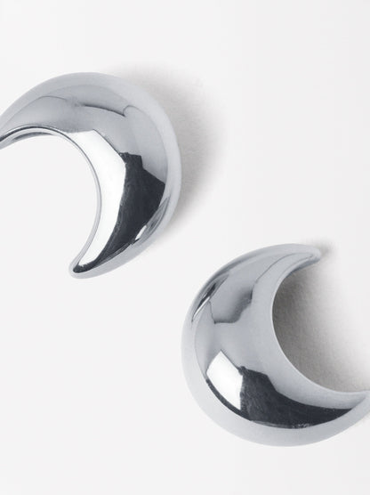 Embossed Hoop Earrings - Stainless Steel
