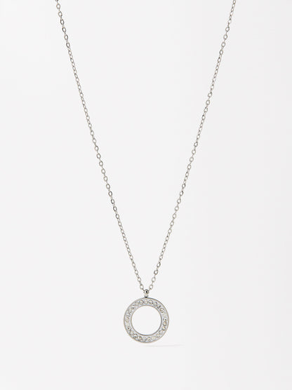 Necklace With Crystals - Stainless Steel