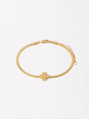 Stainless Steel Bracelet With Shamrock