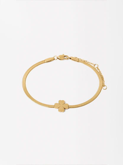 Stainless Steel Bracelet With Shamrock