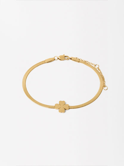 Stainless Steel Bracelet With Shamrock