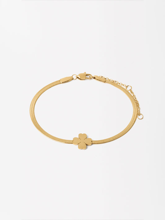 Stainless Steel Bracelet With Shamrock