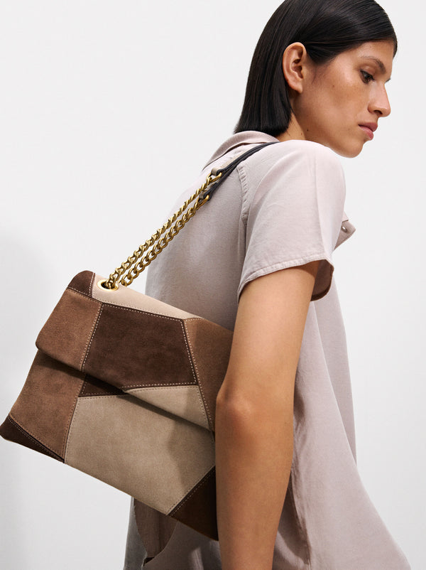 Shoulder Bag With Patchwork Leather