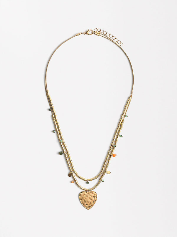 Double Necklace With Stones And Heart