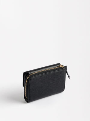 Coin Purse With Flap Closure And Texture