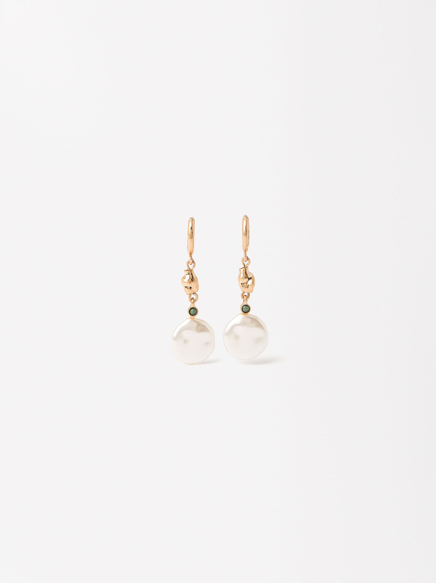 Golden Hoop Earrings With Pearls