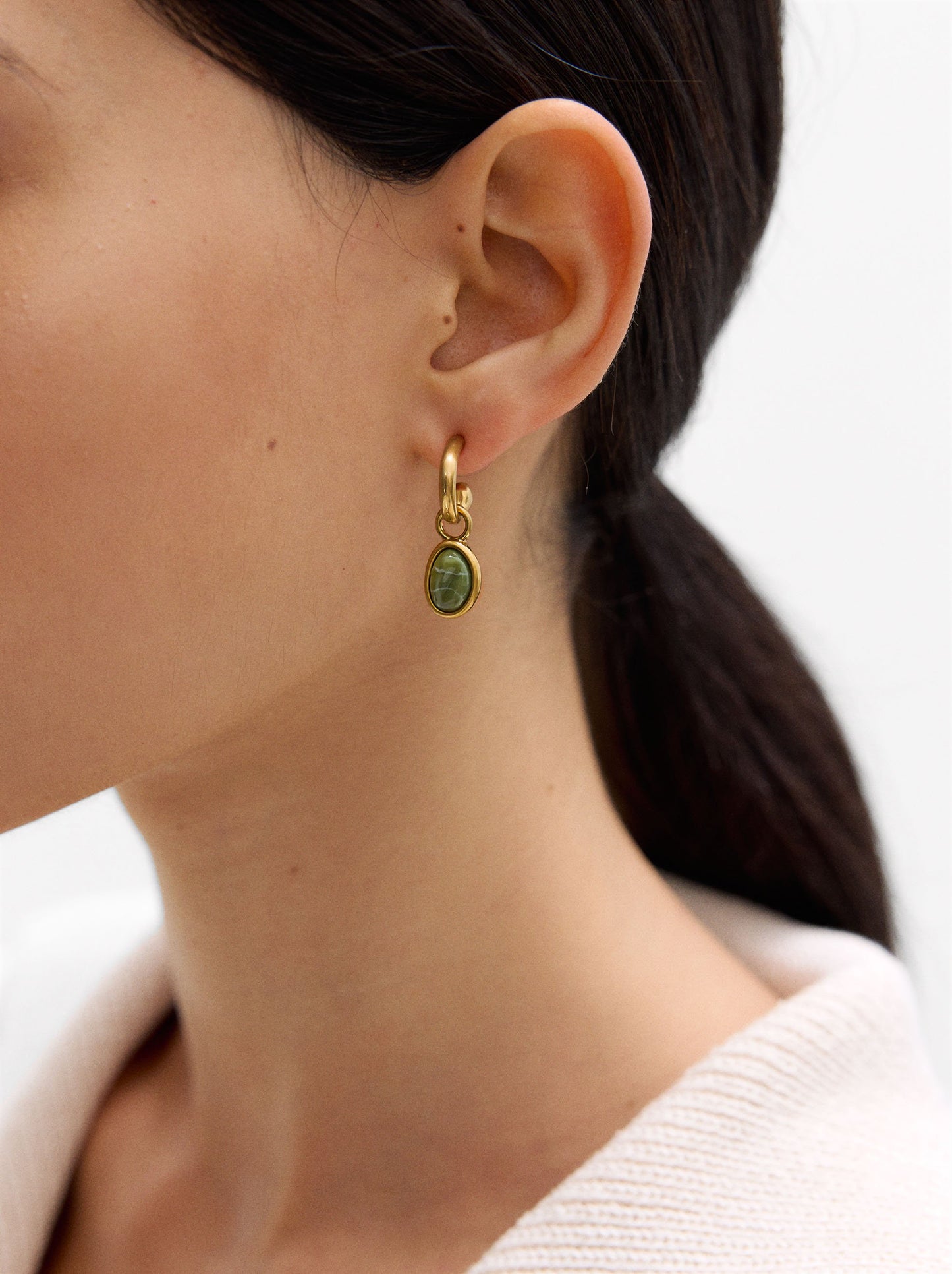 Golden Hoop Earrings With Resin