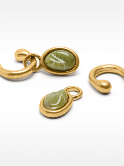 Golden Hoop Earrings With Resin