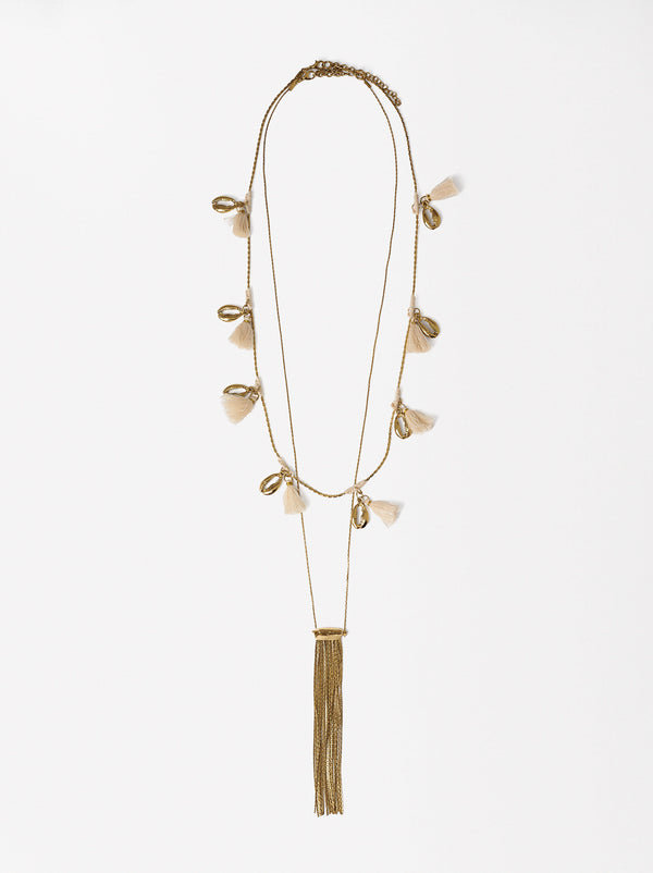 Long Necklace With Pendant And Shells