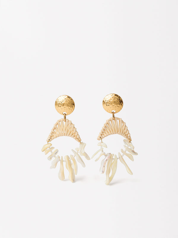 Long Earrings Raffia And Shells