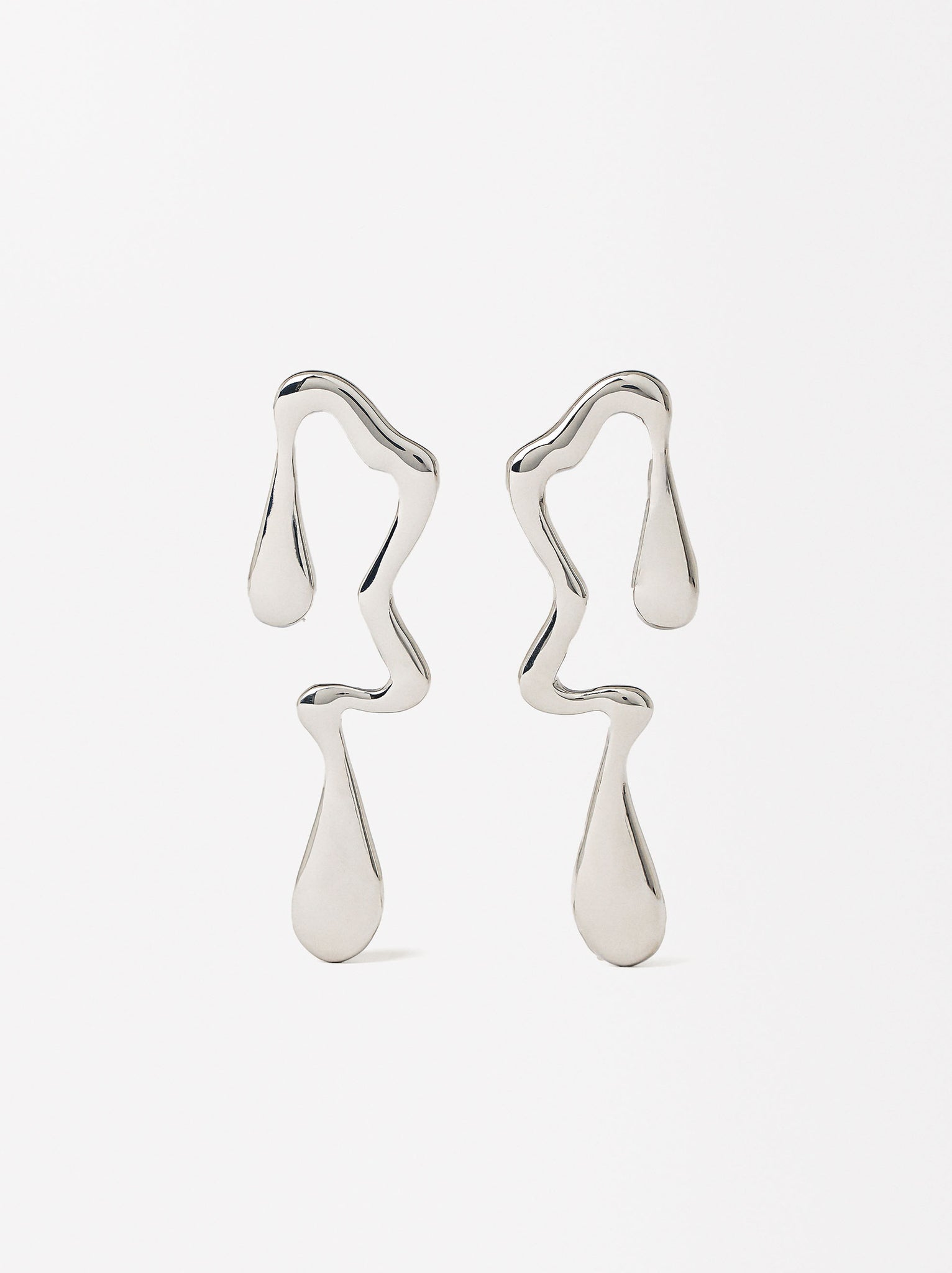 Irregular Shape Silver Earrings