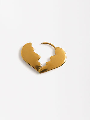 Individual Broken Heart Hoop Earring - Stainless Steel