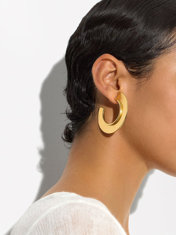 Plain Gold Hoops Earrings