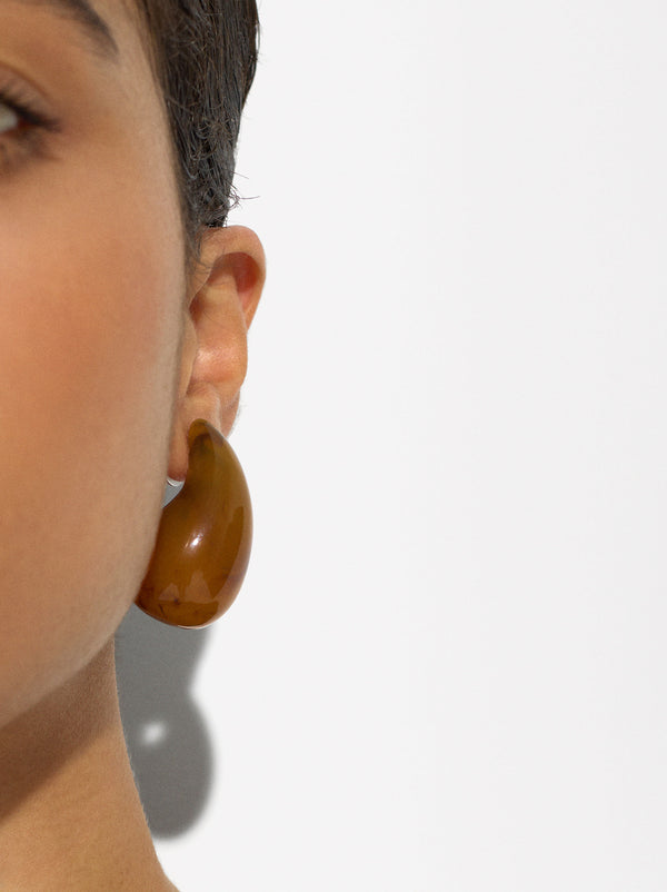 Stone Effect Medium Drop Earrings