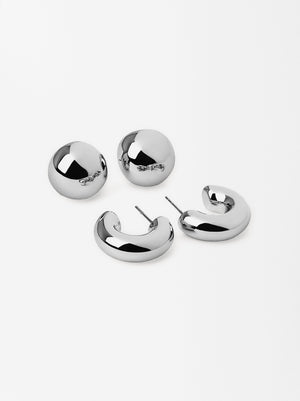 Set Of Silver-Plated Earrings