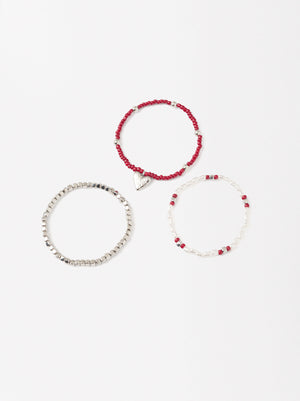 Set Of Elastic Heart Bracelets