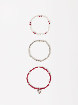 Set Of Elastic Heart Bracelets