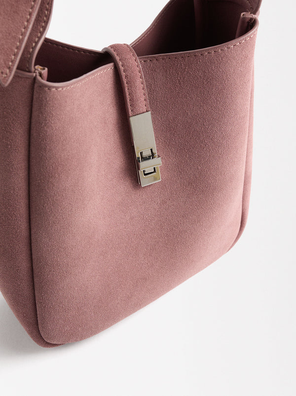 Shoulder Bag In Suede Leather