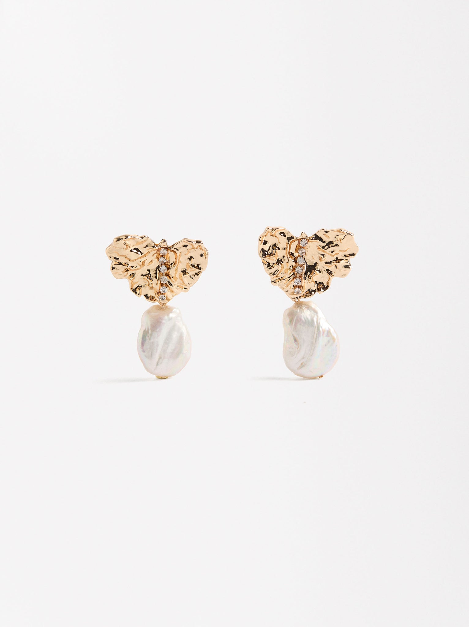 Golden Earrings With Freshwater Pearls