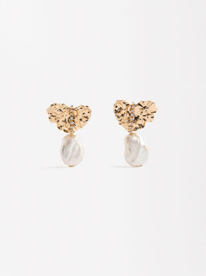 Golden Earrings With Freshwater Pearls