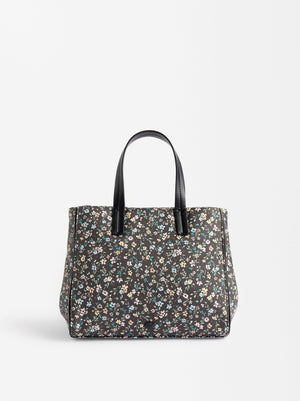 Printed Nylon-Effect Tote Bag