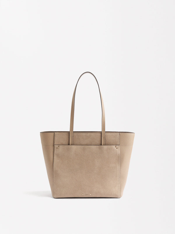 Shopper Bag With Leather Endings