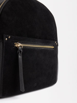 Backpack With Leather Endings Multifunction Straps