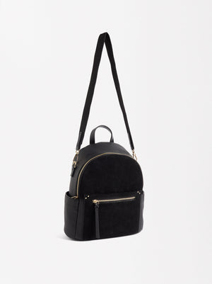 Backpack With Leather Endings Multifunction Straps