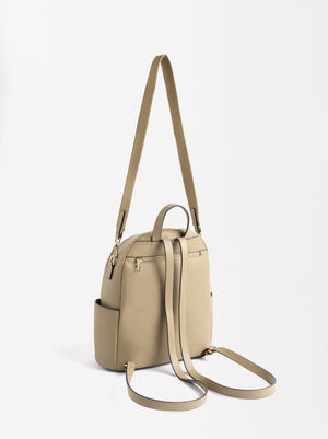 Backpack With Leather Endings Multifunction Straps