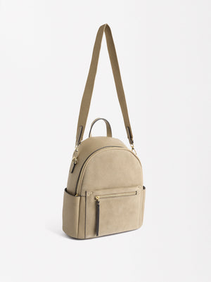 Backpack With Leather Endings Multifunction Straps