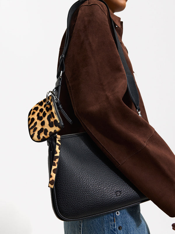 Crossbody Bag With Leopard Print Leather Detail