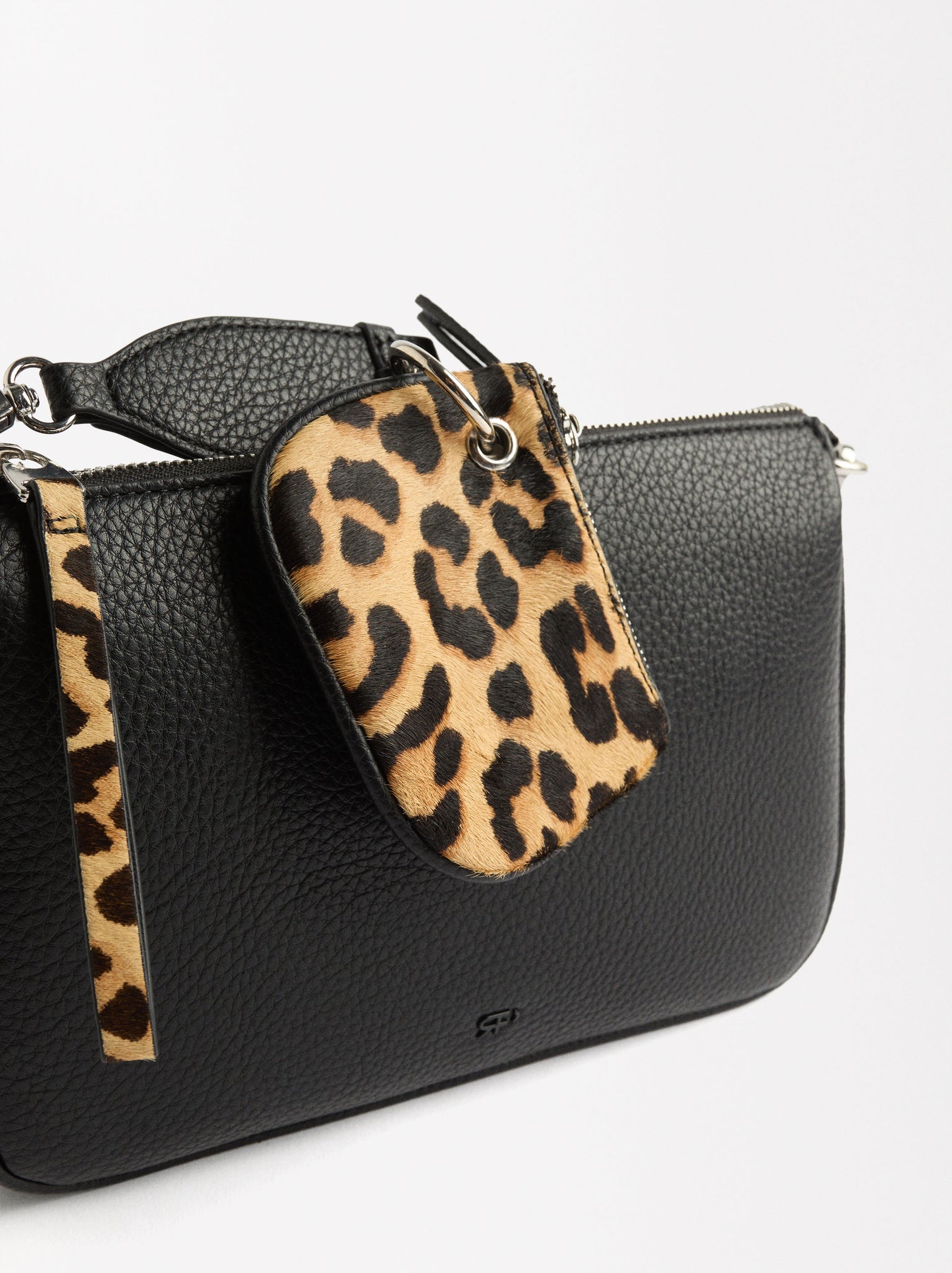 Crossbody Bag With Leopard Print Leather Detail